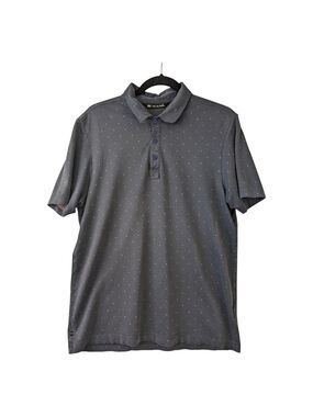 Travis Mathew Men's Charcoal Polo with Micro Dot Pattern Size M